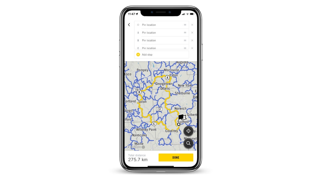 Planning a Ski-Doo adventure with BRP Go! on a mobile device