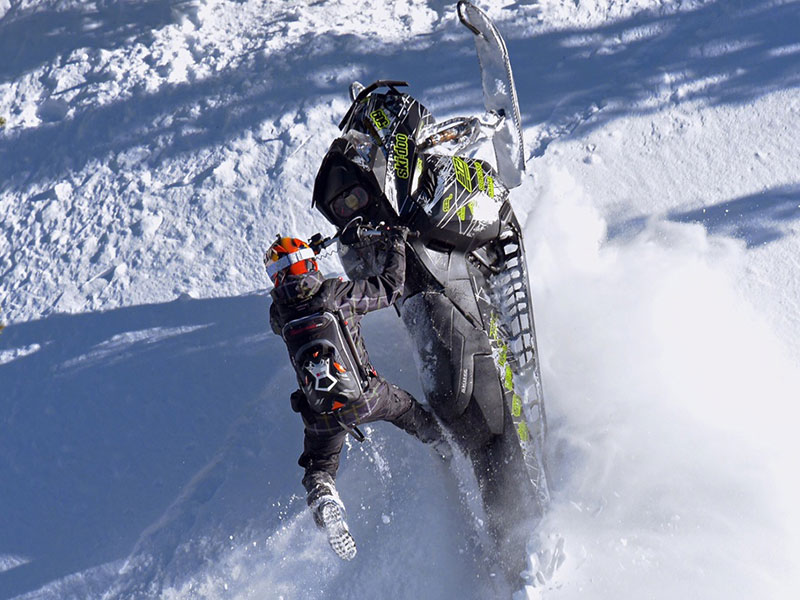Ambassador Jay Mentaberry getting out of deep snow with his Ski-Doo
