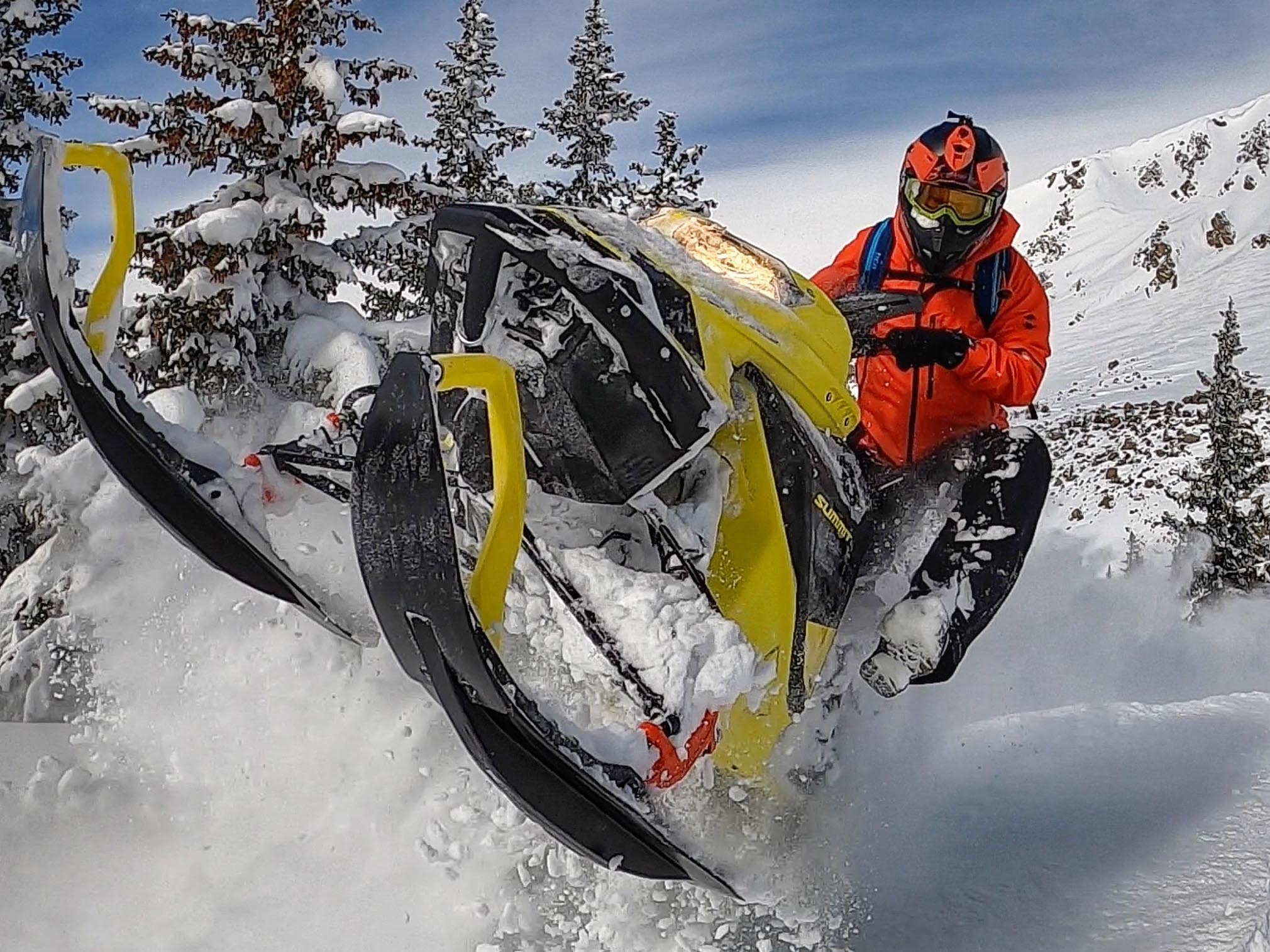 Close up view of the front end of Jeremy Mercier's Ski-Doo