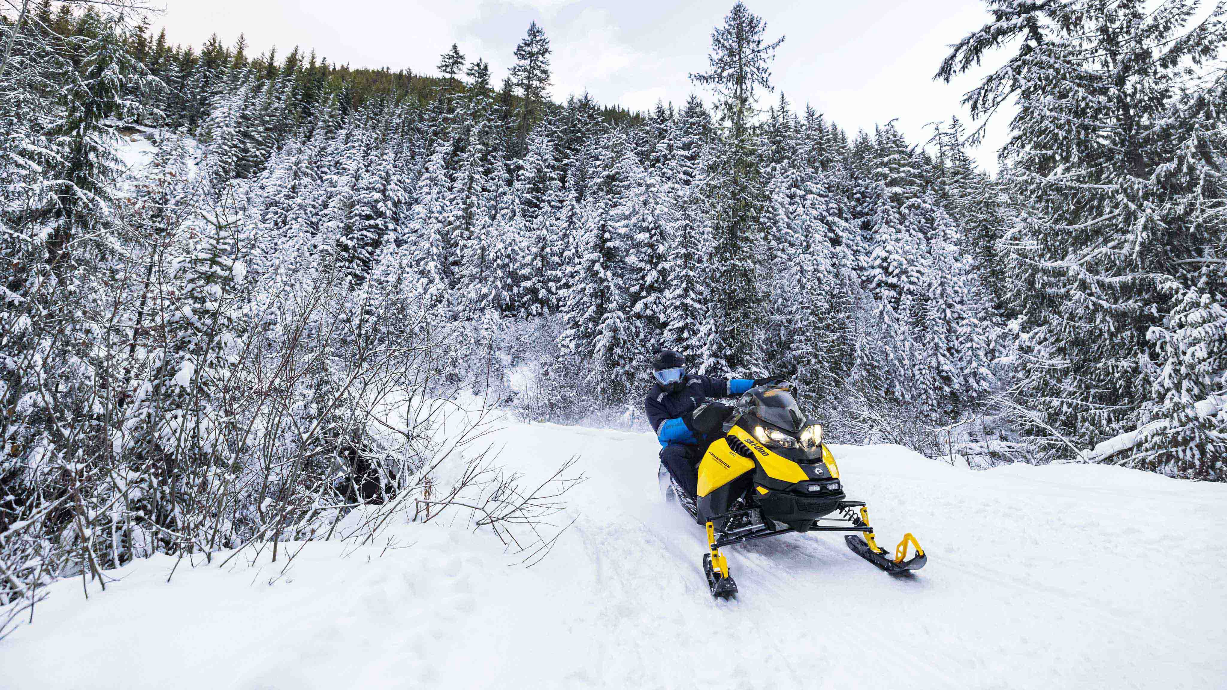 Man enjoying snowmobile ride with his Ski-Doo Renegade